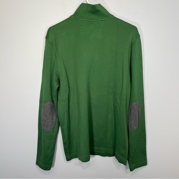 Banana Republic Sweater Mens Large Green Elbow Patch Mock Neck Pullover Casual - Picture 2 of 10
